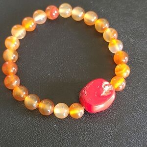 Hand Crafted Carnelian And Red Coral Bracelet